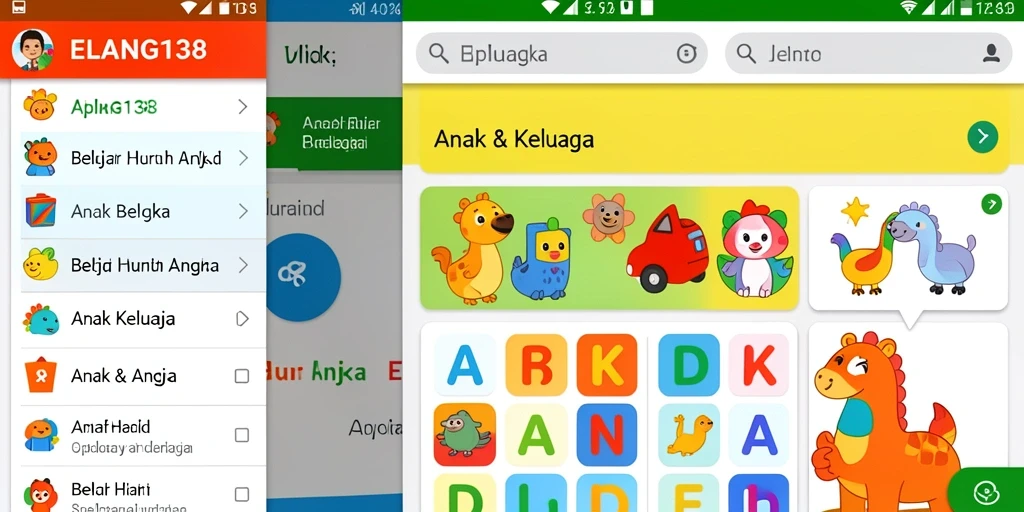 Antarmuka ELANG138 yang menarik untuk belajar huruf dan angka.