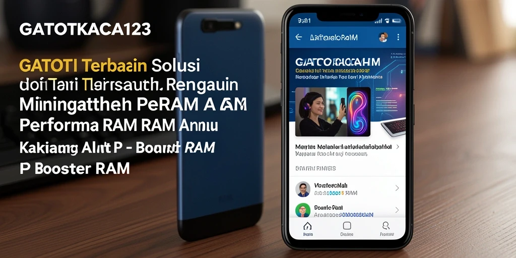 Tampilan antarmuka aplikasi GATOTKACA123 dengan fungsi pembersihan RAM yang jelas.