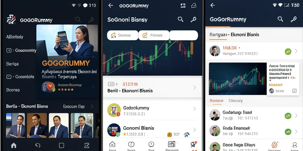 Antarmuka GOGORUMMY menampilkan berita ekonomi terbaru dengan jelas.