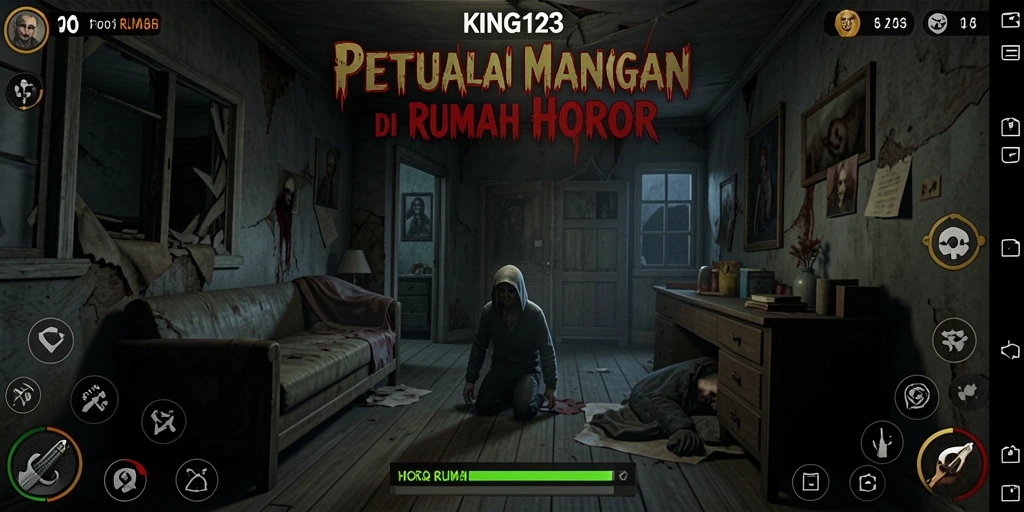 Antarmuka game KING123 yang menyeramkan dan menegangkan.