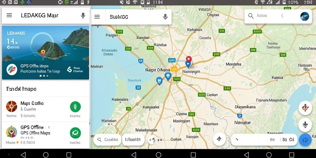 Antarmuka pengguna LEDAKGG dengan peta GPS Offline yang jelas.