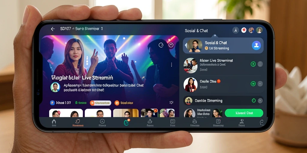 Antarmuka menarik SD107 untuk pengalaman Live Streaming yang interaktif.