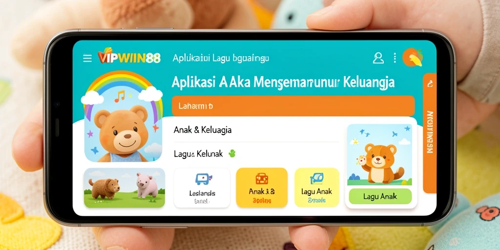 Antarmuka aplikasi VIPWIN88 menampilkan koleksi lagu anak yang ceria dan interaktif.